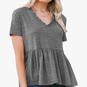 Gray Ruffle Hem Top
